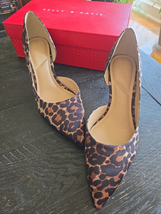 Kelly & Katie Shoes - Kelly & Katie Relira Leopard Satin D’Orsay Pumps 9.5M